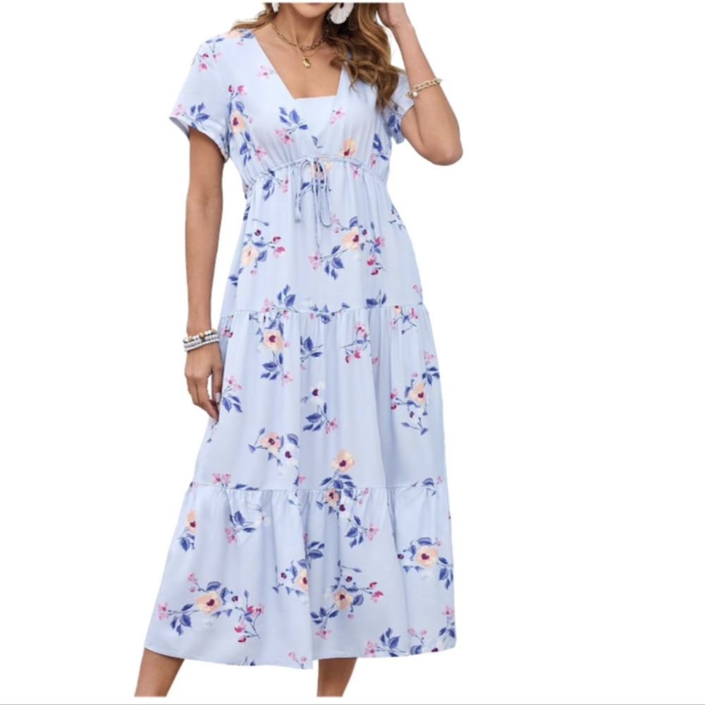 Floral Blue Maxi Dress NWT Medium